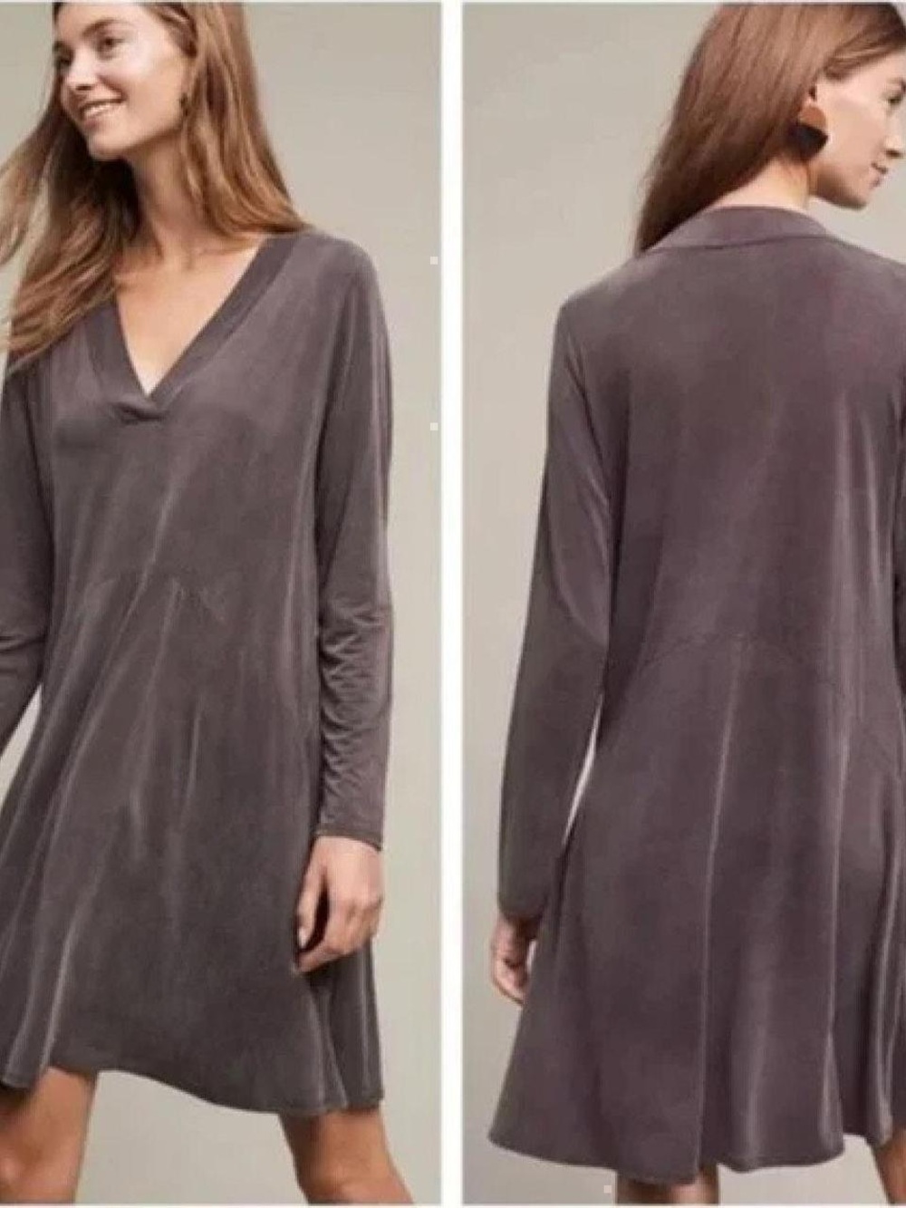 dolan V-Neck Long Sleeve Swing Dress in plum